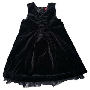 The Children’s Place Church Holiday Dressy Black Velvet Dress Size 4T